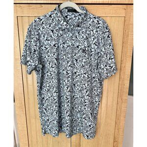 G/FORE Black and White Floral Polo Shirt